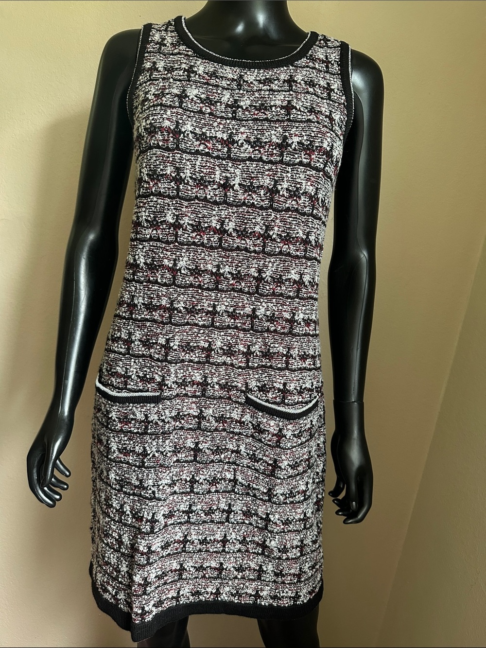 Eva Mendes Black Tweed Pocket Sheath Dress